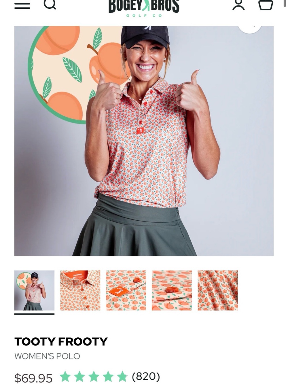 Bogey Bros Tooty Frooty Women's Peach-Print Polo